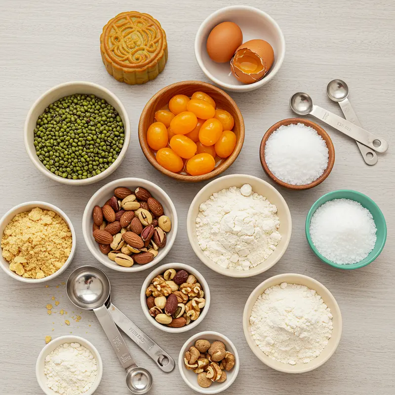 Nguyên liệu tươi ngon và an toàn chuẩn bị cho bánh Trung Thu mini.