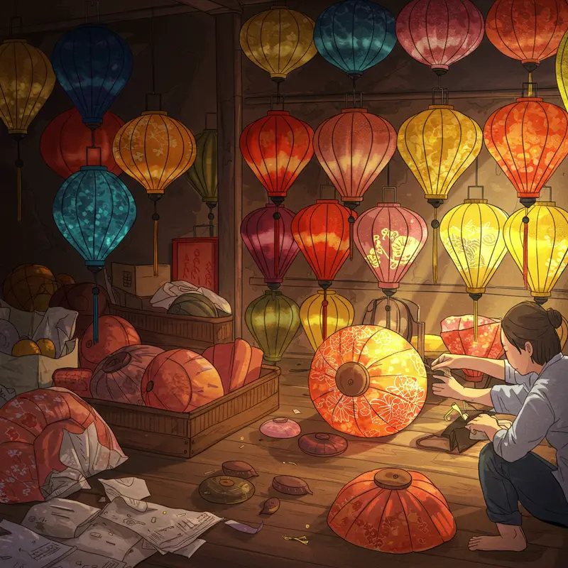 Nguyên liệu và dụng cụ cơ bản để làm đèn lồng truyền thống