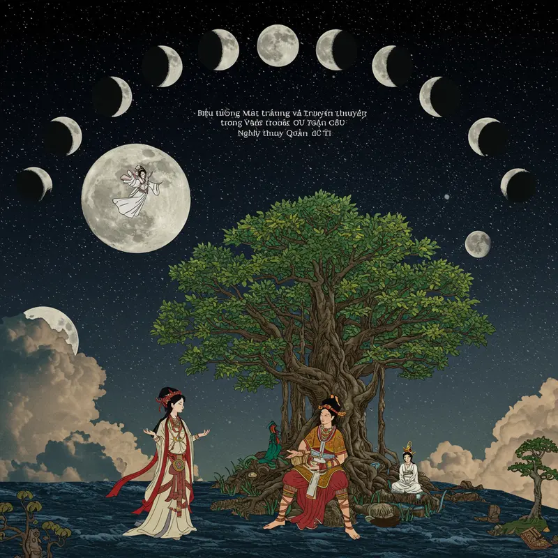 Gia đình sum họp bên ánh trăng tròn rằm tháng Tám và đèn lồng truyền thống.