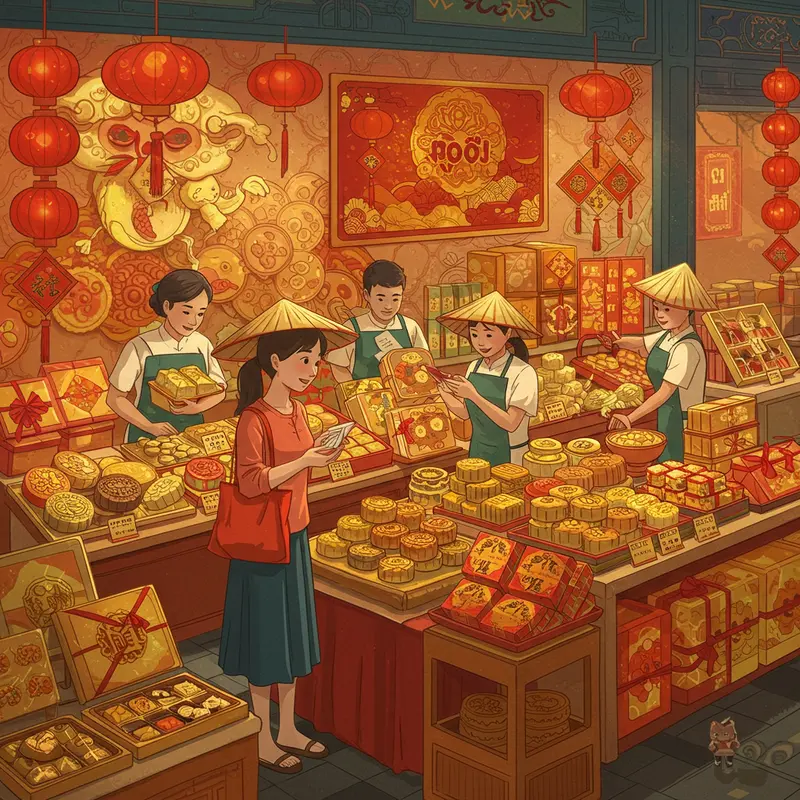 Không khí sum họp gia đình bên bánh Trung Thu truyền thống trong dịp Tết Trung Thu