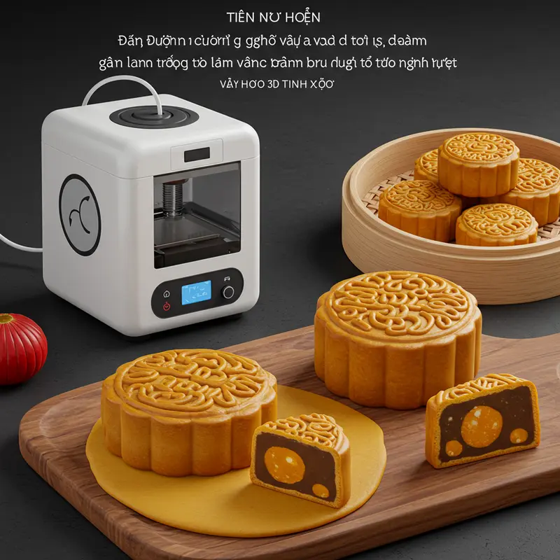 Chiếc bánh Trung Thu truyền thống với họa tiết vẽ tay và tạo hình 3D độc đáo.