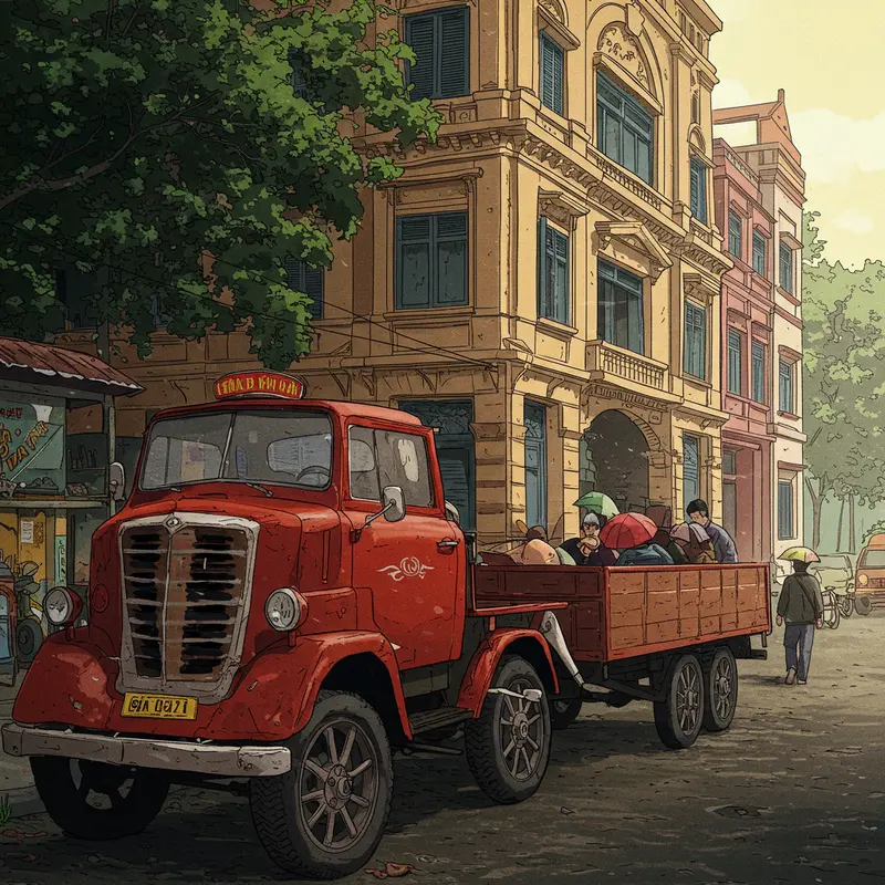 Trẻ em cầm đèn lồng đầy màu sắc trên phố trong đêm Trung Thu với trăng tròn rực sáng và nhiều đèn lồng treo khắp nơi.