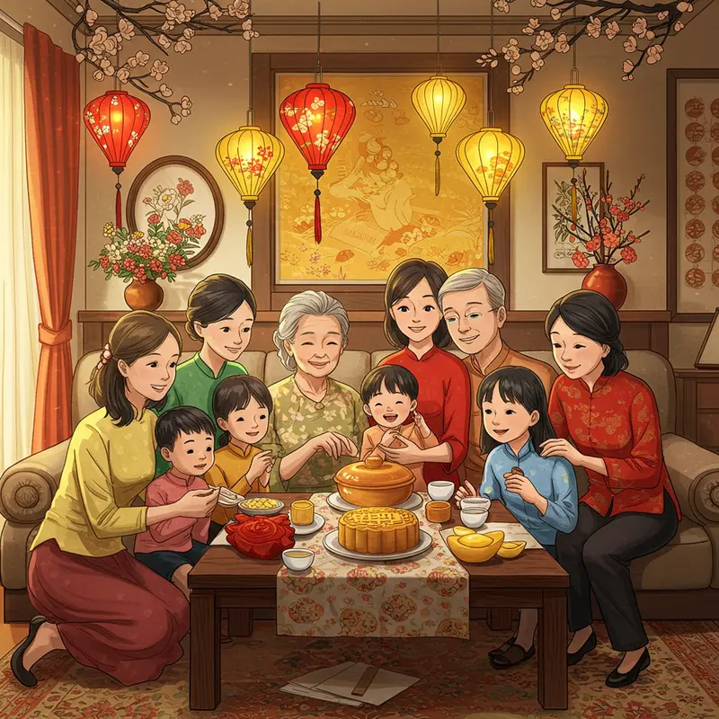 Gia đình người Việt ở nước ngoài quây quần đón Trung Thu ấm áp.