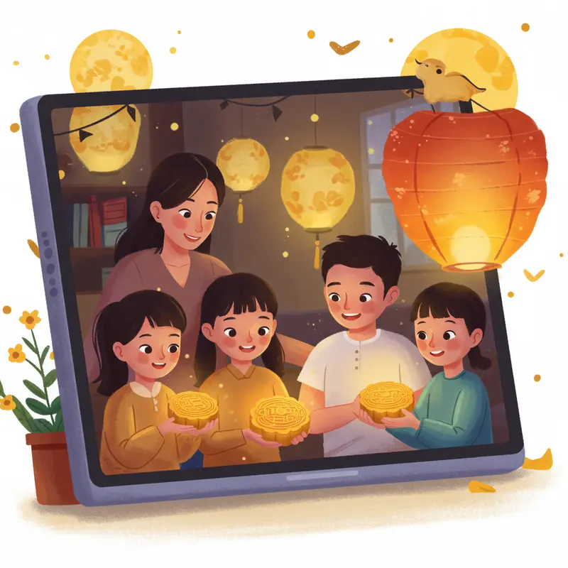 Gia đình kết nối qua video trong ngày Tết Trung Thu