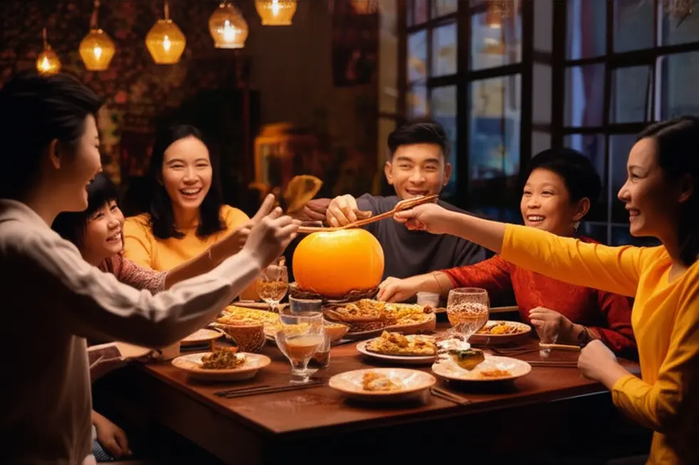 Gia đình làm lồng đèn Trung Thu truyền thống.