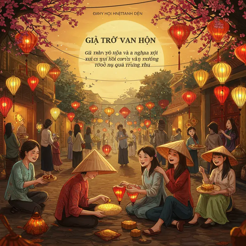 Gia đình Việt Nam sum họp thưởng thức bánh Trung Thu dưới ánh trăng rằm.