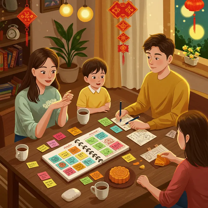 Gia đình lên kế hoạch tổ chức tiệc phá cỗ Trung Thu tại nhà.