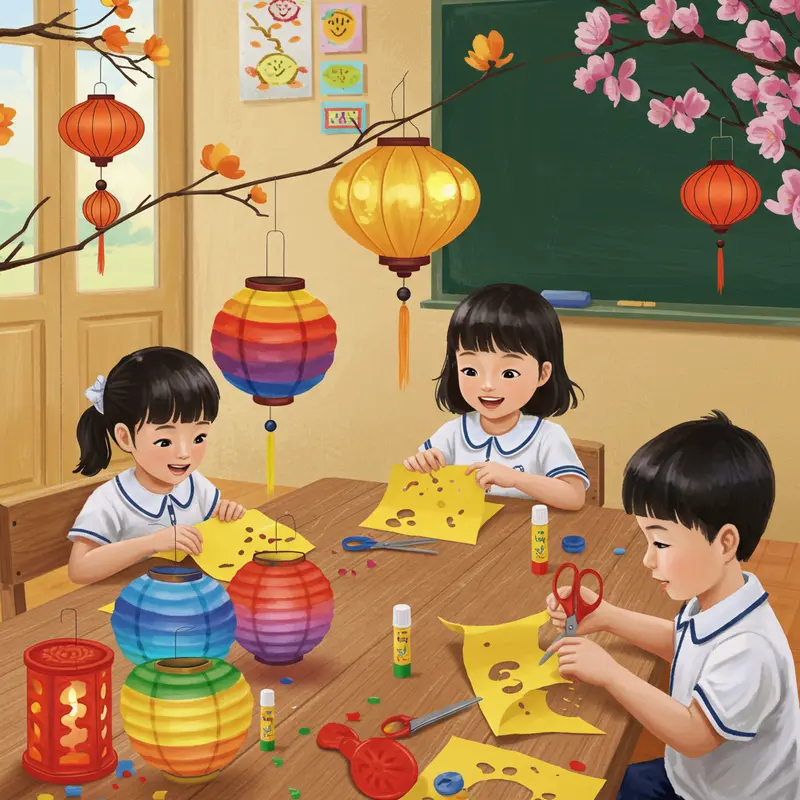 Buổi họp lập kế hoạch tổ chức rước đèn Trung Thu tại khu phố với sự tham gia của phụ huynh và giáo viên.