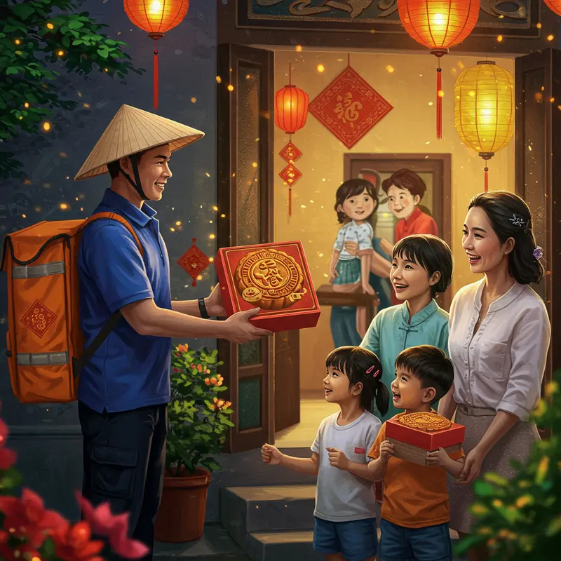 Người dùng dễ dàng đặt bánh Trung Thu online qua điện thoại tại nhà.