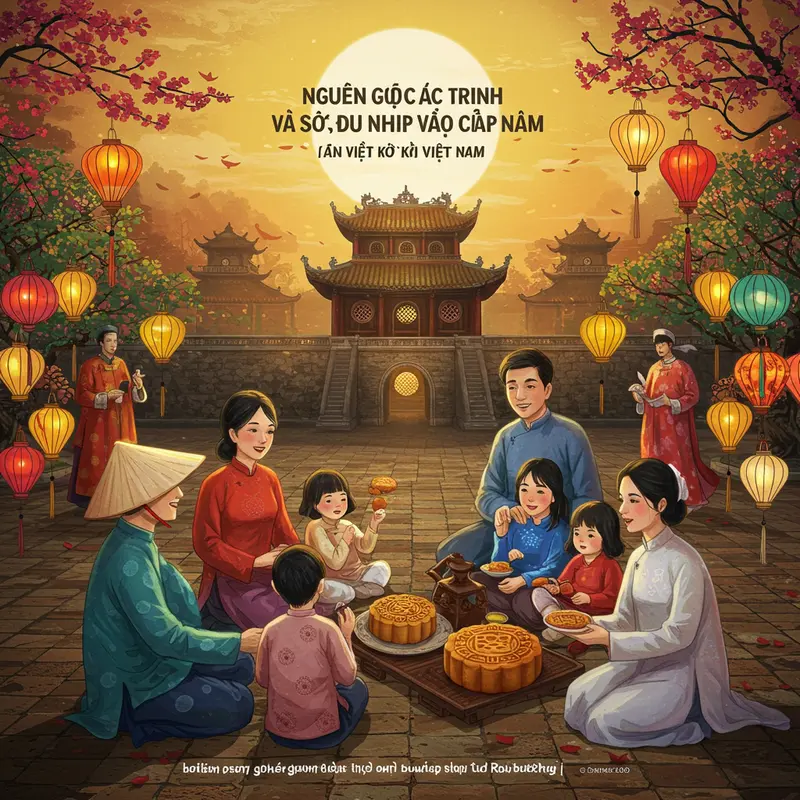 Gia đình Việt Nam quây quần bên bánh Trung Thu truyền thống dịp Tết Trung Thu