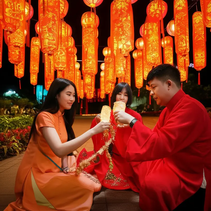 Gia đình Việt Nam chuẩn bị đón Tết Trung Thu với đèn lồng và bánh trung thu.