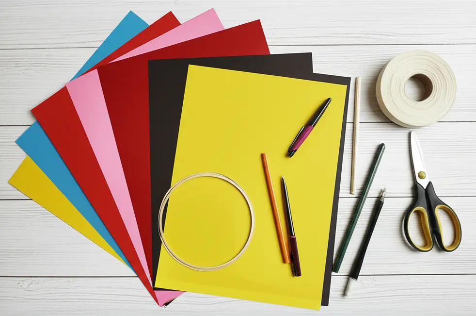 Nguyên liệu cơ bản để làm đèn lồng Trung Thu truyền thống.