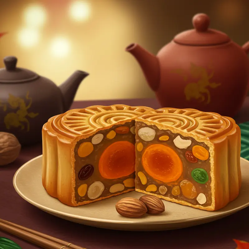 Chiếc bánh Trung Thu nhân đậu xanh mềm mịn và thơm ngon