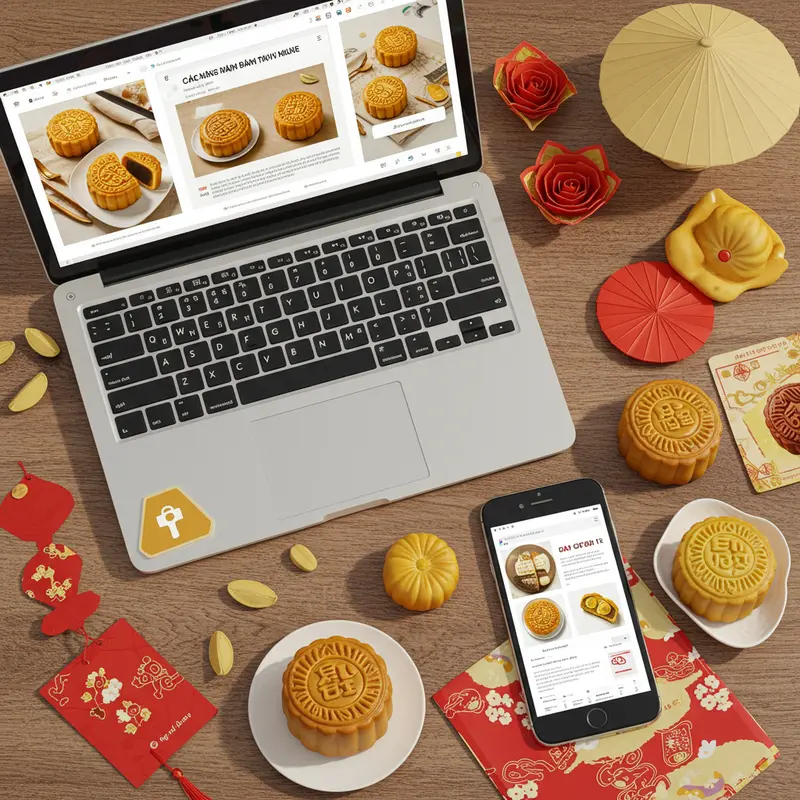 Người dùng dễ dàng đặt bánh Trung Thu online qua điện thoại tại nhà.