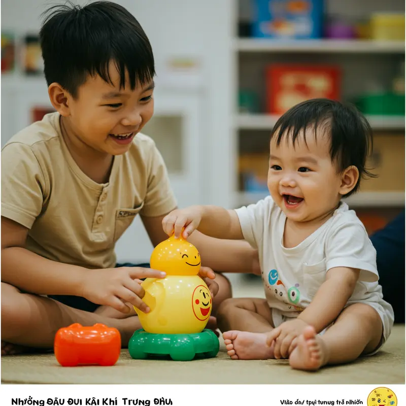 Trẻ em vui chơi với đồ chơi Trung Thu an toàn và chất lượng bên gia đình.