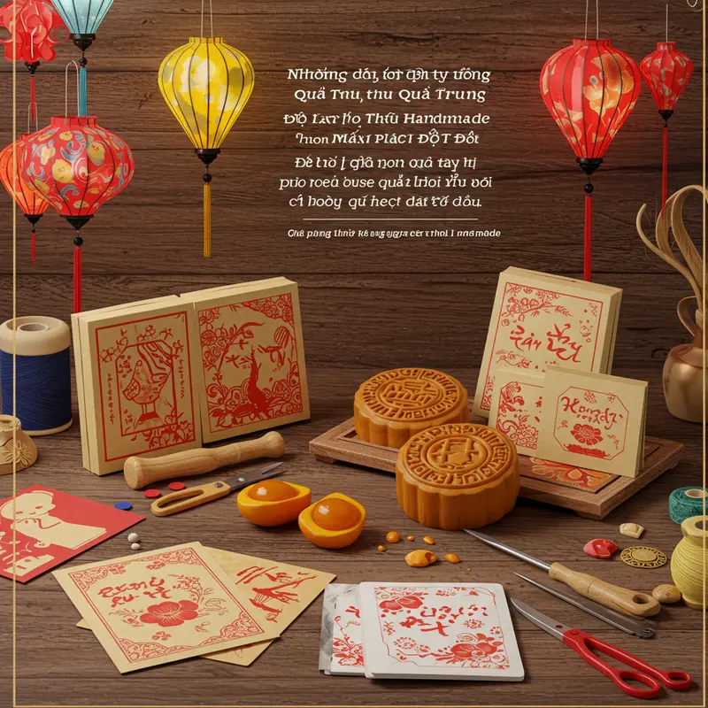 Gia đình sum vầy cùng nhau làm quà Trung Thu handmade đầy ý nghĩa.