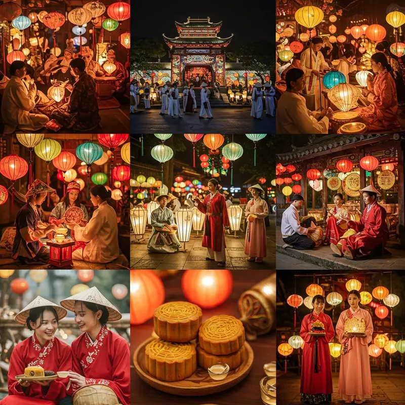 Nguồn gốc và ý nghĩa Tết Trung Thu qua hình ảnh trăng tròn và đèn lồng truyền thống