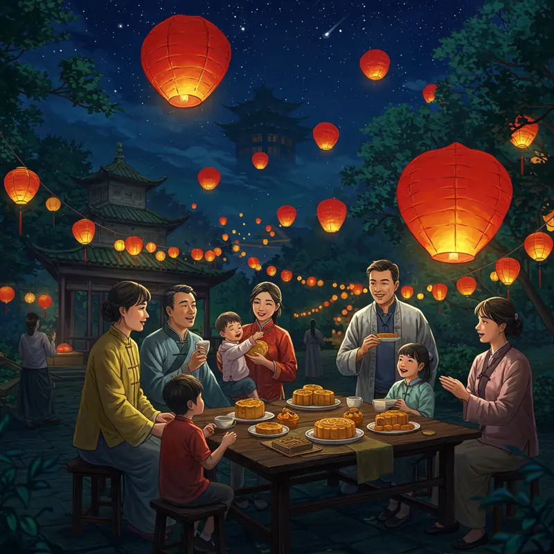 Nguồn gốc và ý nghĩa Tết Trung Thu qua hình ảnh trăng tròn và đèn lồng truyền thống