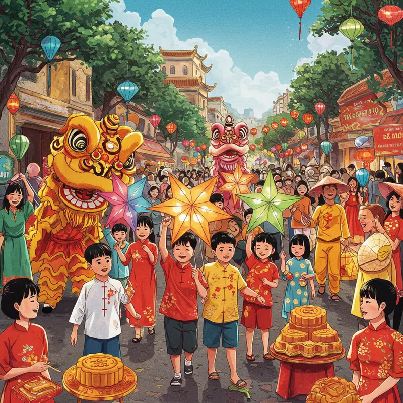 Nguồn gốc và ý nghĩa Tết Trung Thu qua hình ảnh trăng tròn và đèn lồng truyền thống