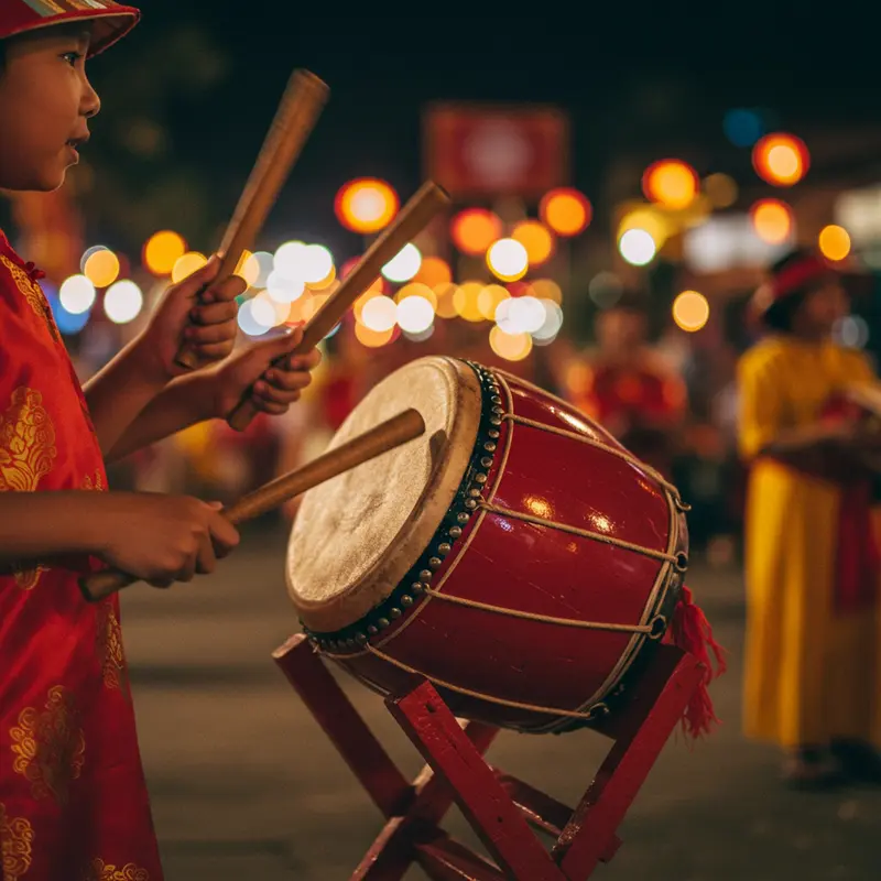 Không khí rộn ràng của Tết Trung Thu với đoàn rước đèn của các em nhỏ.