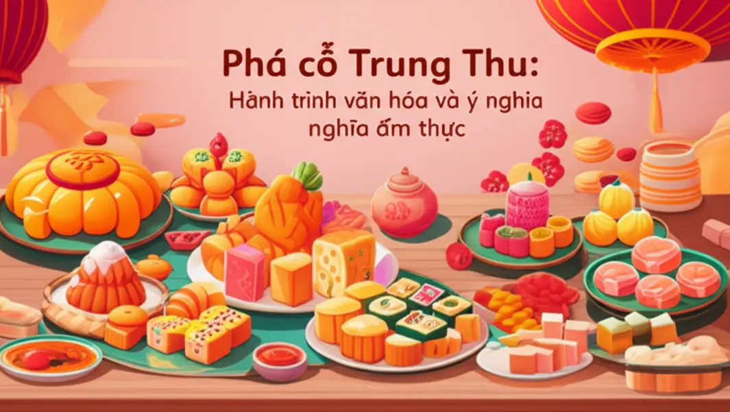 Bức tranh lịch sử về gia đình Việt Nam mừng Tết Trung Thu.