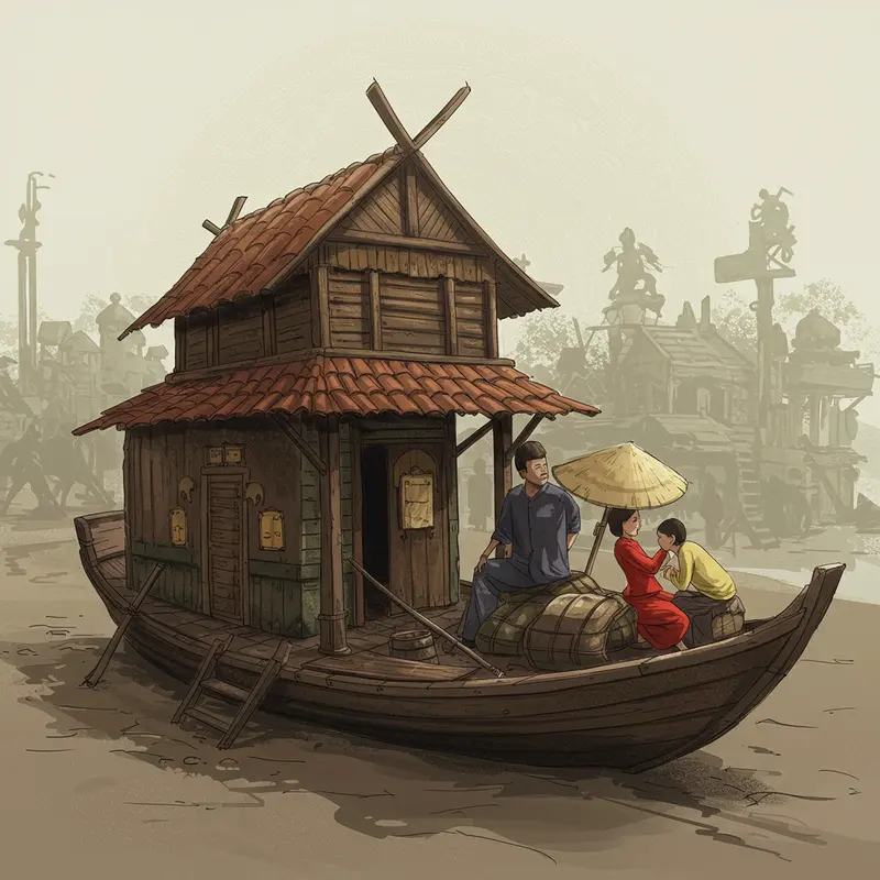 Trẻ em mặc áo dài truyền thống trong không khí lễ hội Trung Thu rực rỡ đèn lồng.