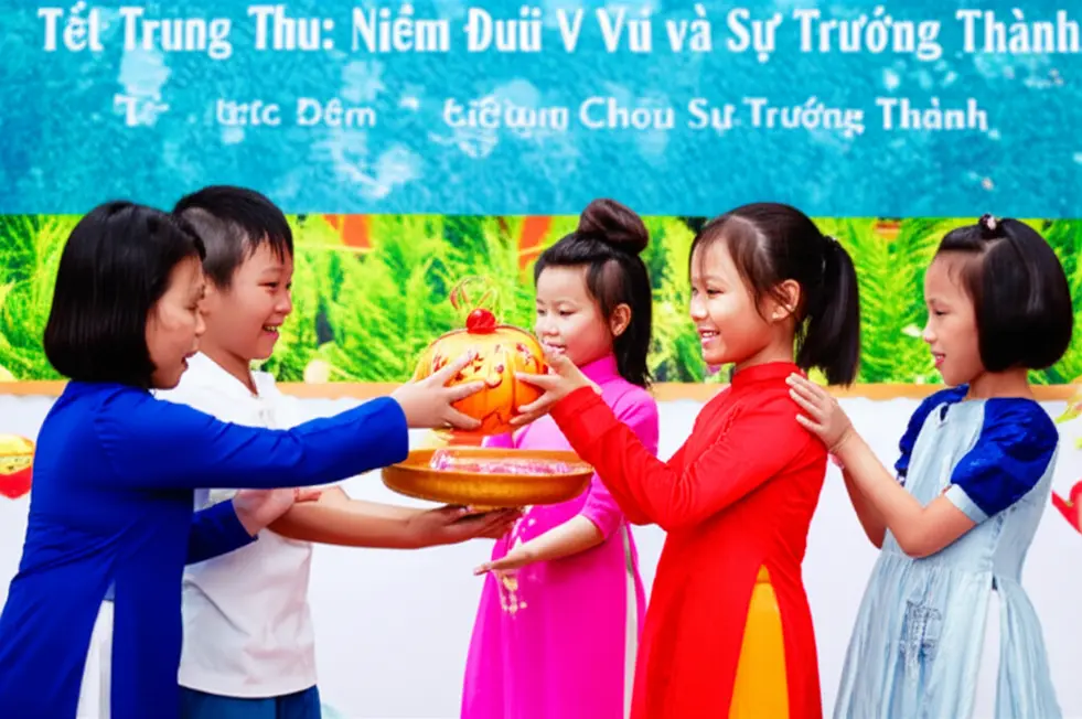 Gia đình Việt Nam chuẩn bị đón Tết Trung Thu với đèn lồng và bánh trung thu.
