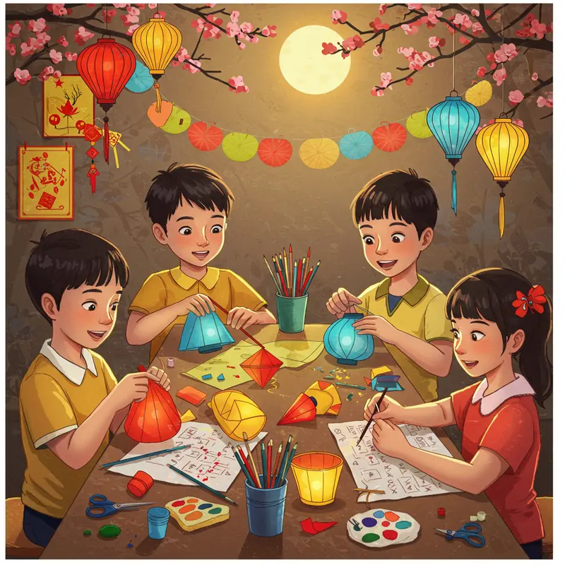 Gia đình Việt vui chơi các trò chơi dân gian truyền thống trong dịp Trung Thu.