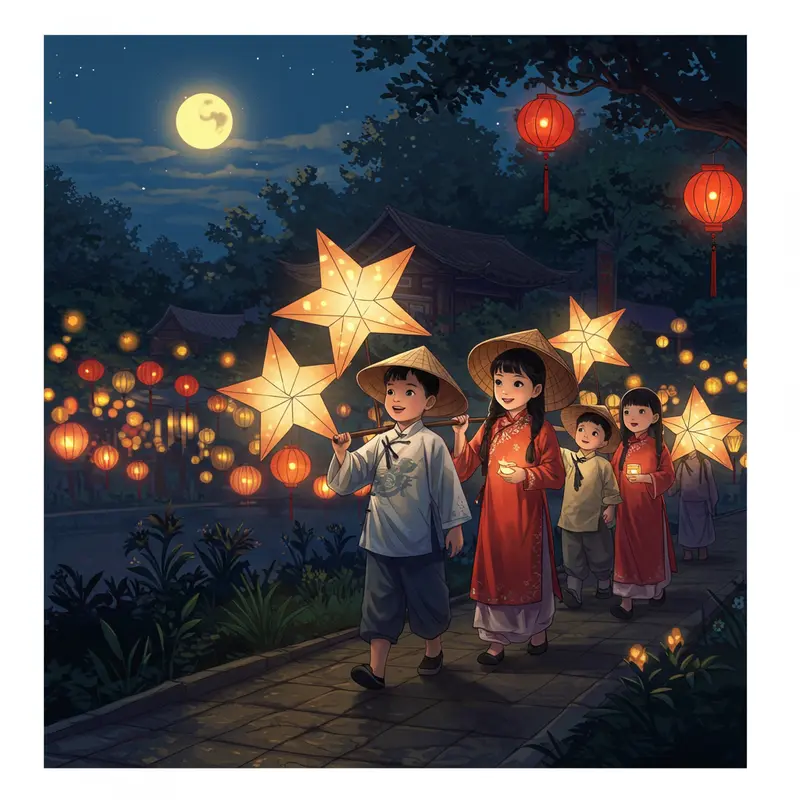 Gia đình Việt vui chơi các trò chơi dân gian truyền thống trong dịp Trung Thu.