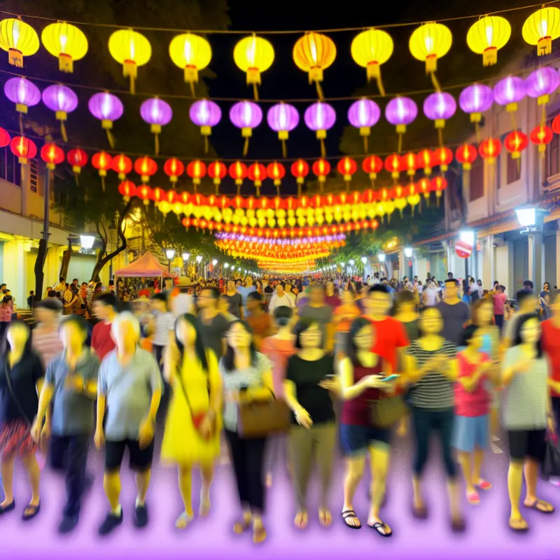 Gia đình Việt Nam bên bàn bánh Trung Thu và đèn lồng.