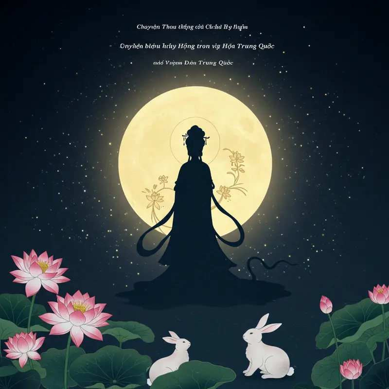 Minh họa Chị Hằng bay lên mặt trăng theo truyền thuyết Trung Quốc cổ