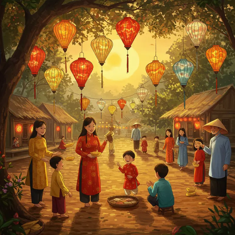 Gia đình Việt vui chơi các trò chơi dân gian truyền thống trong dịp Trung Thu.