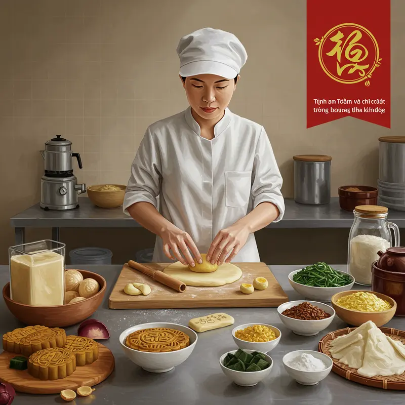 Bánh trung thu handmade đa sắc, thể hiện sự tỉ mỉ và sáng tạo.