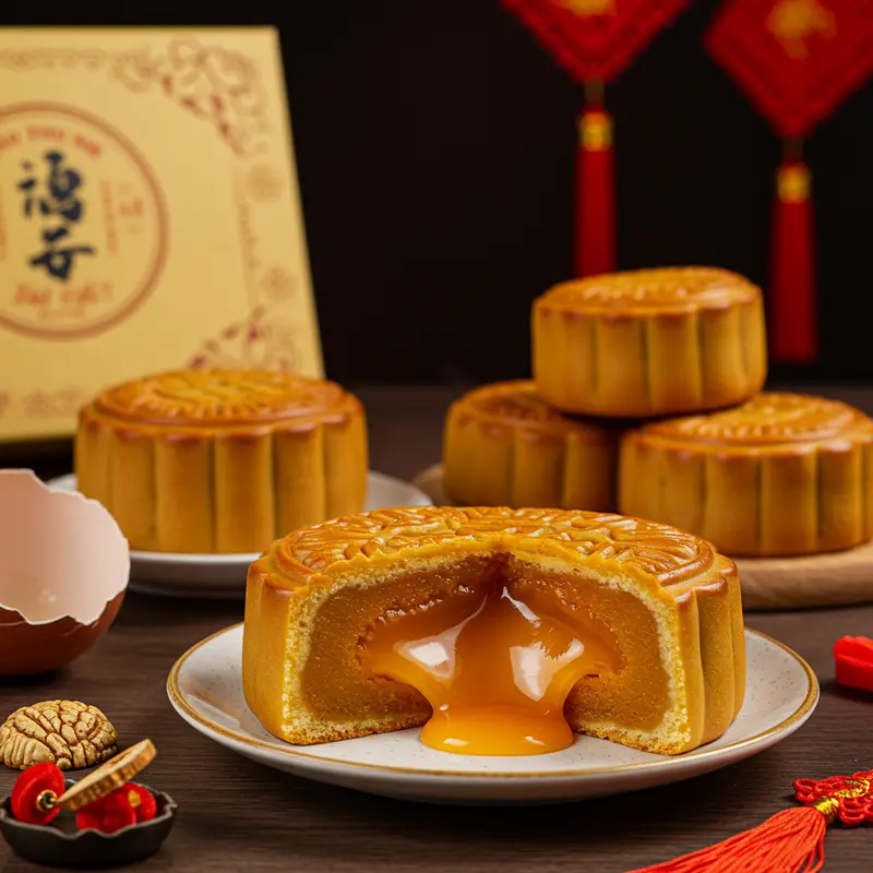 Bánh trung thu lava thật với nhân trứng chảy hấp dẫn và hộp quà sang trọng.