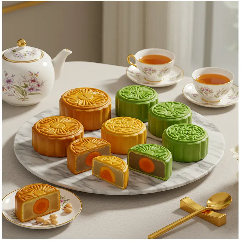 Bánh trung thu cao cấp với nhiều loại nhân hiện đại và truyền thống.