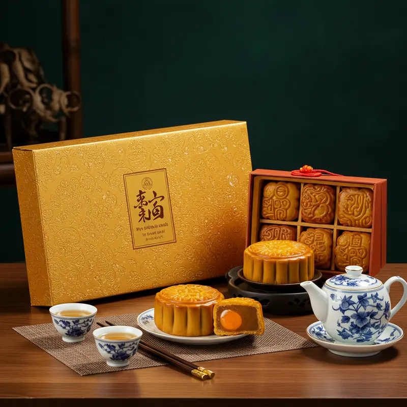 Hộp bánh trung thu cao cấp dùng làm quà tặng doanh nghiệp.