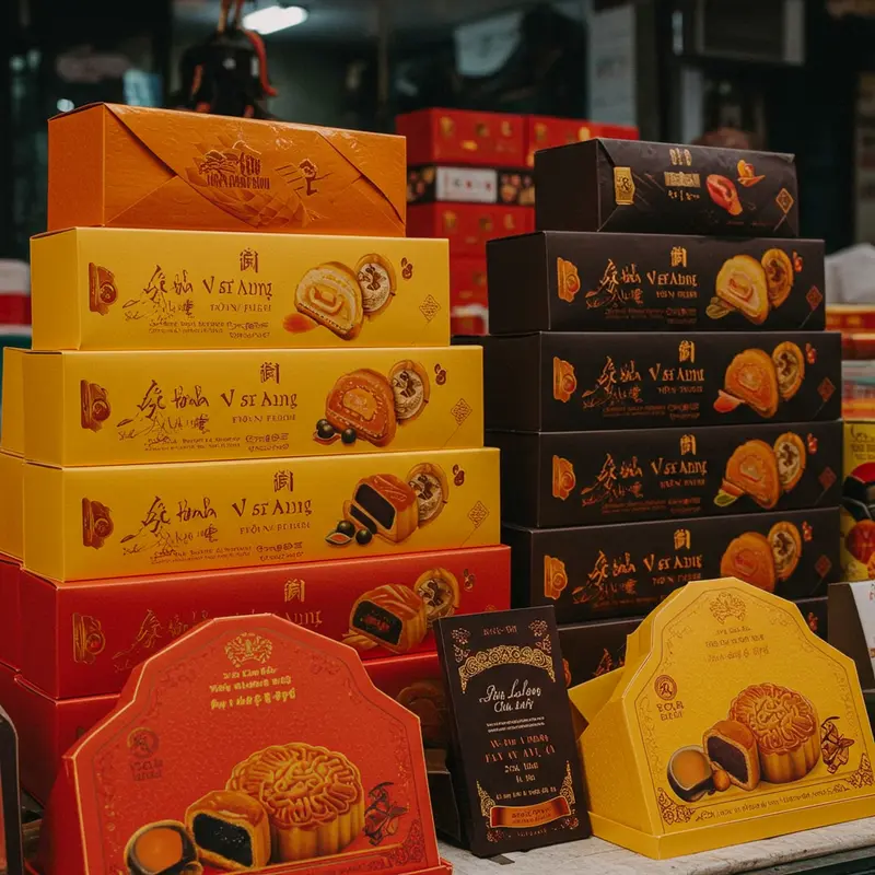 Hộp bánh trung thu cao cấp và hàng giả dễ lẫn lộn trên thị trường.