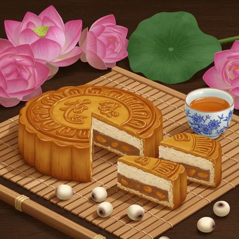 Bánh trung thu thập cẩm truyền thống với nhiều nguyên liệu phong phú.