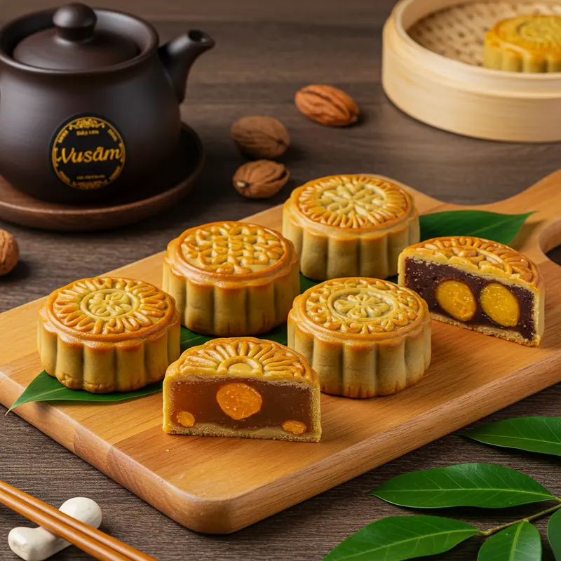 Đa dạng bánh Trung Thu truyền thống với nhiều loại nhân khác nhau.