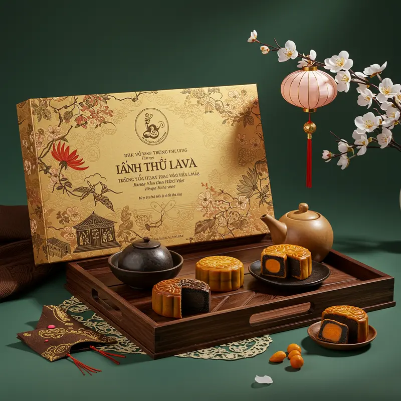 Bánh trung thu lava với lớp nhân chảy hấp dẫn, biểu tượng của sự sáng tạo hiện đại.