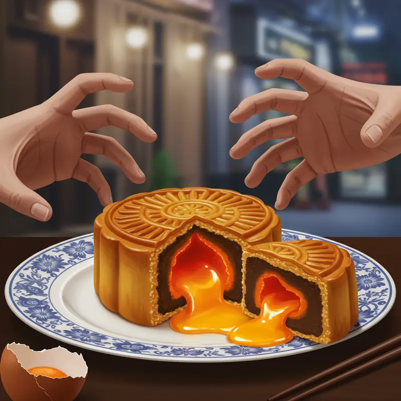 Gia đình quây quần bên những chiếc bánh trung thu truyền thống trong không gian rực rỡ ánh đèn lồng.