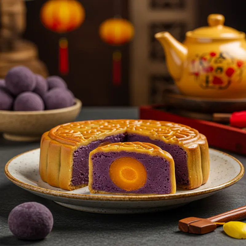 Giao thoa giữa truyền thống và hiện đại trong bánh Trung Thu mochi khoai môn trứng muối.