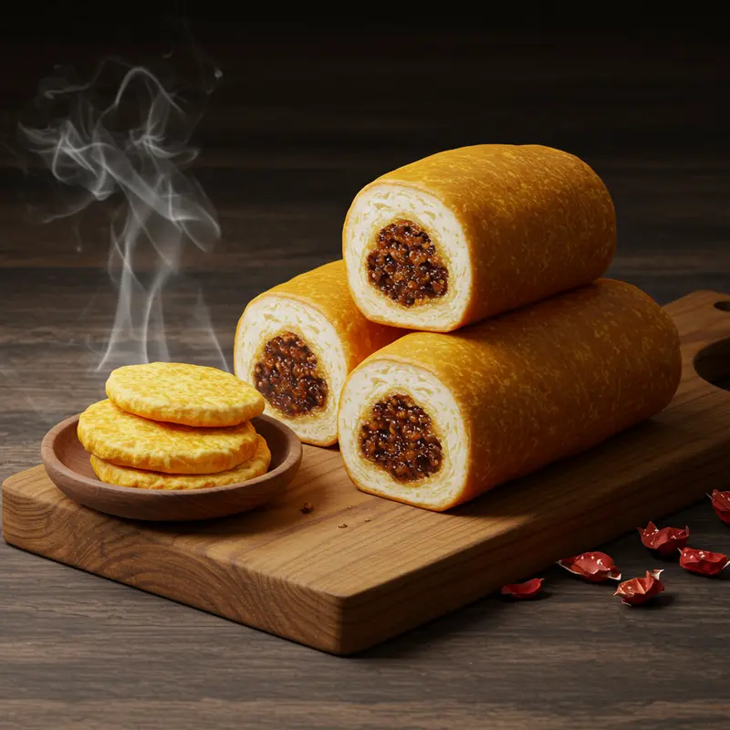 Một bàn gỗ với bánh trung thu nhãn mác rõ ràng, bên cạnh là trà và hộp quà sang trọng.