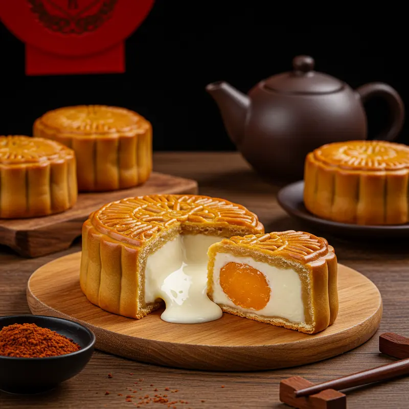 Bánh trung thu nhân phô mai với lớp nhân béo mịn hấp dẫn.