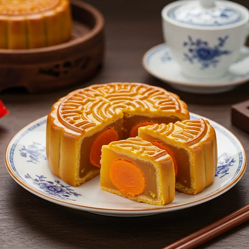 Bánh Trung Thu cao cấp được trình bày trong hộp sang trọng.