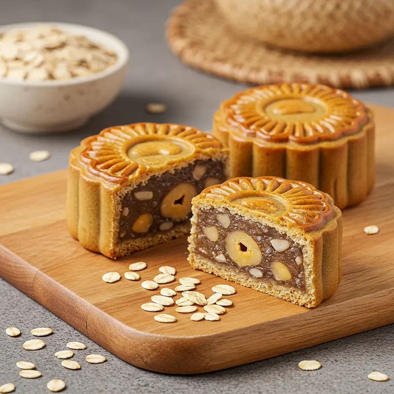 Bánh trung thu thập cẩm ít ngọt với thành phần hạt và trái cây tự nhiên.