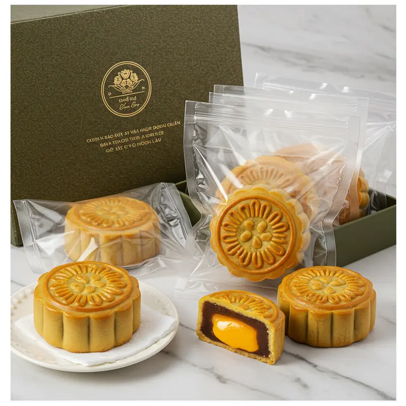 Mặt cắt bánh trung thu lava cho thấy nhân chảy hấp dẫn.