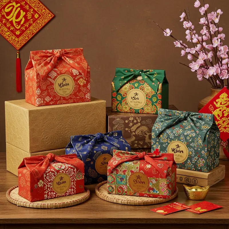 Gia đình sum vầy nhận hộp quà Tết xanh, lan tỏa thông điệp bảo vệ môi trường.