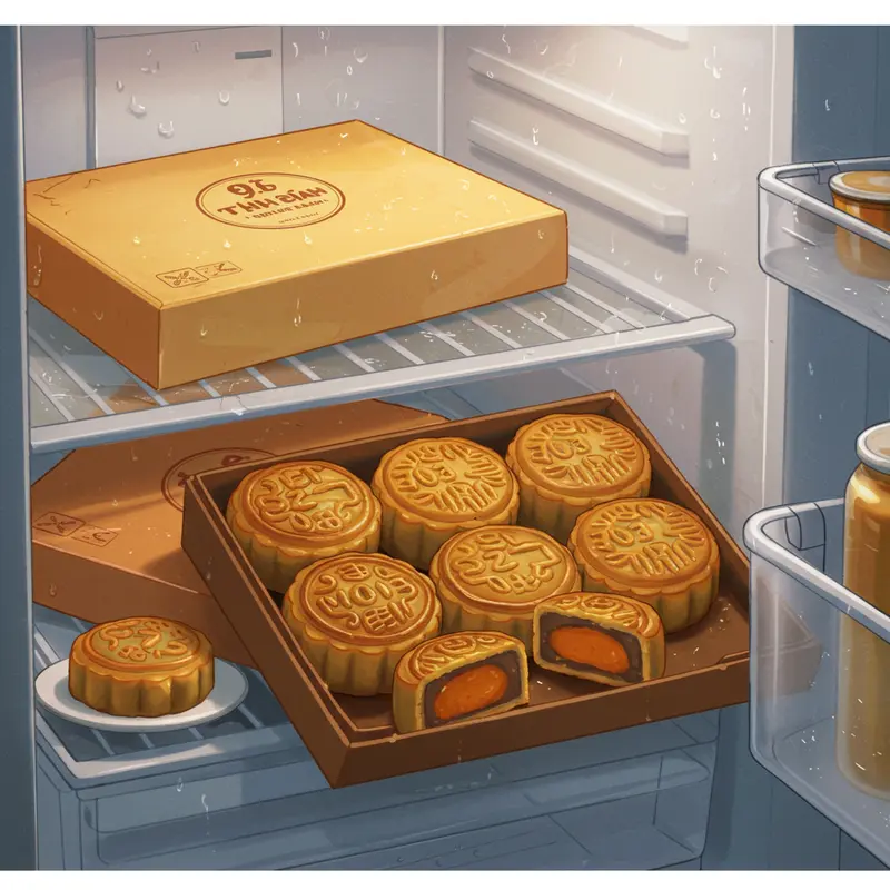 Cận cảnh bánh Trung Thu lava với phần nhân tan chảy vàng óng quyến rũ.