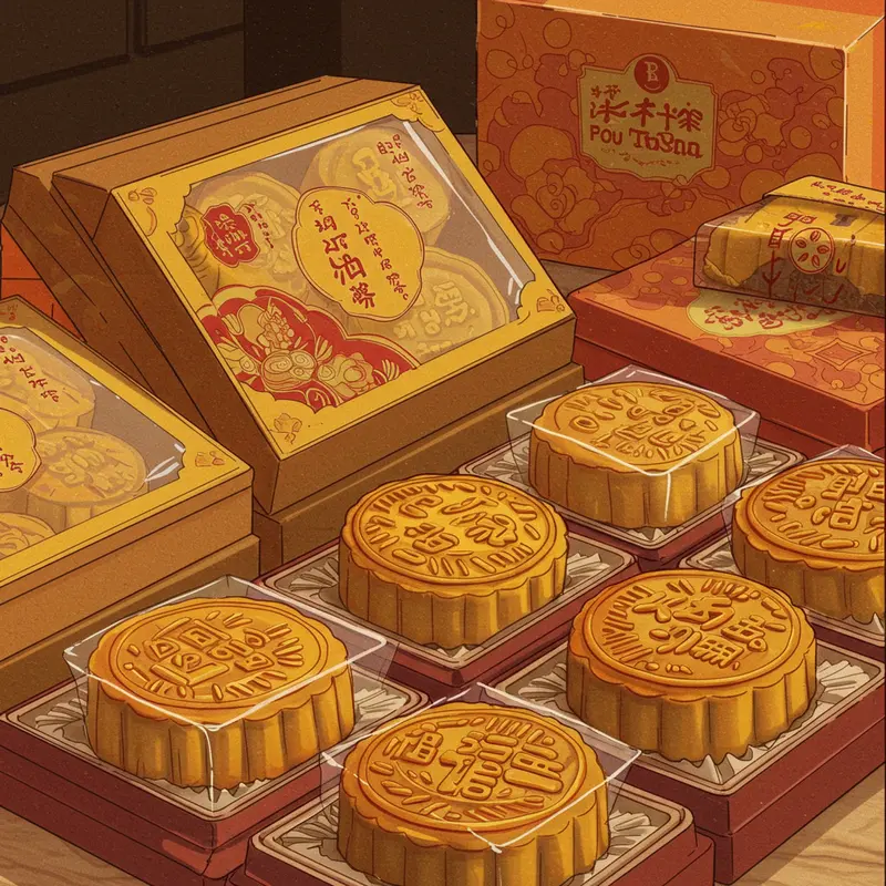 Mâm cỗ Trung Thu với bánh nướng và bánh dẻo truyền thống.